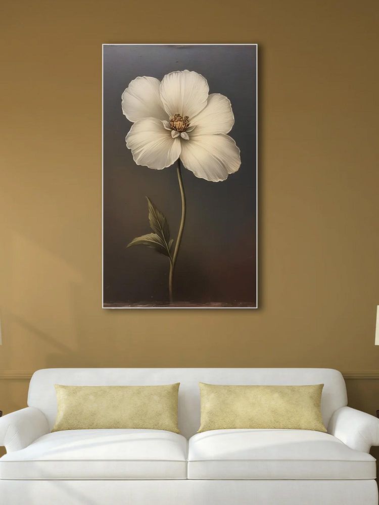 Nestroots Delicate White Flower Series Vintage Printed Wall Painting Black Floating Frame-picture-28
