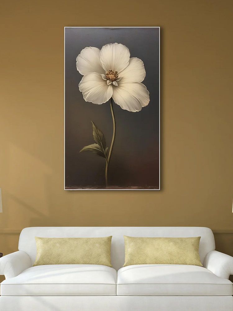 Nestroots Delicate White Flower Series Vintage Printed Wall Painting Gold Floating Frame-picture-23