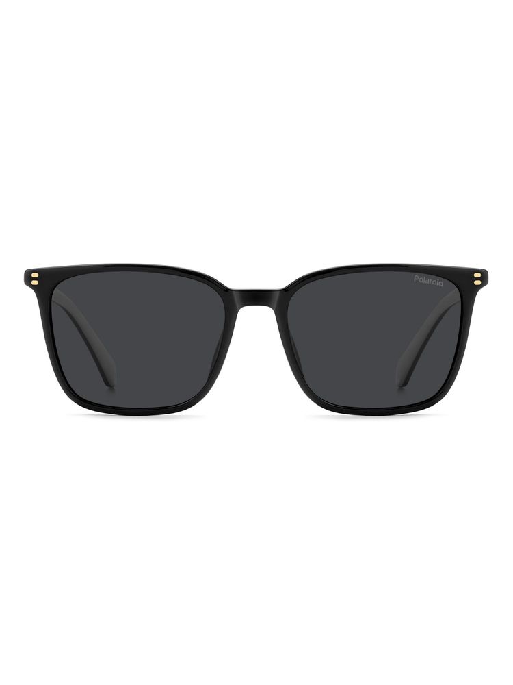 Polaroid Men 100% UV Protection Rectangle Full Rim Grey Lens Sunglasses (55)-picture-28