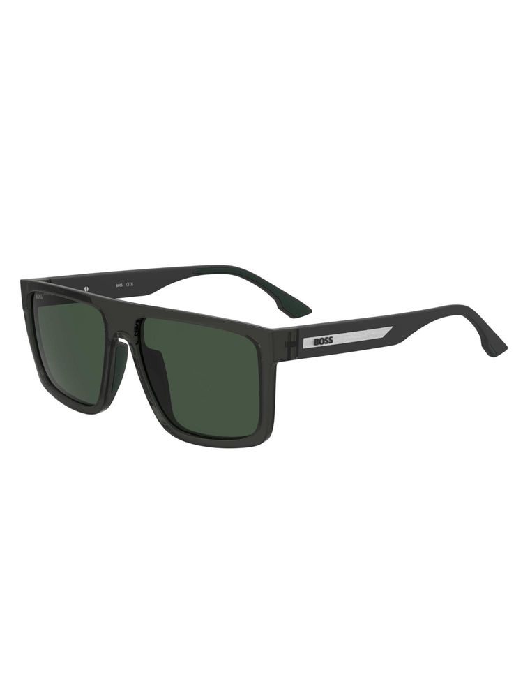 Hugo Boss Men 100% UV Protection Rectangle Full Rim Green Lens Sunglasses (58)-image-30
