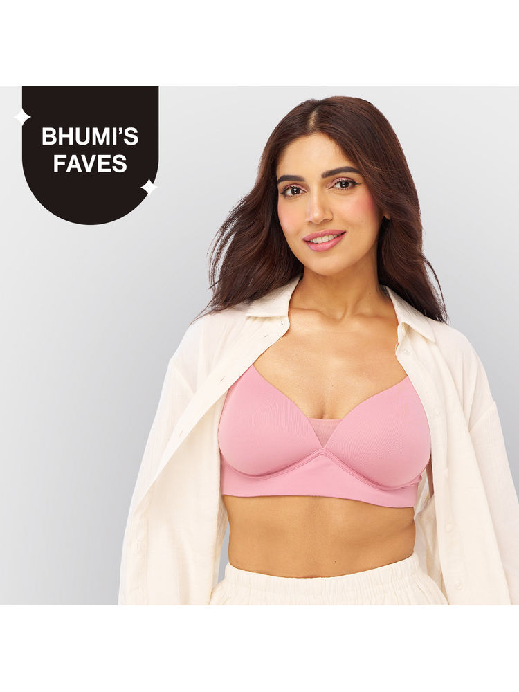 Nykd by Nykaa Adapt360° Lift & Support Padded Non Wired Barely There T-Shirt Bra NYB362 Dark Pink-picture-27