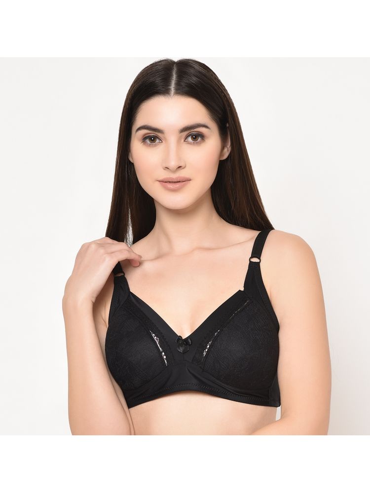 Da Intimo Lace Self Design Bra - Black-picture-1