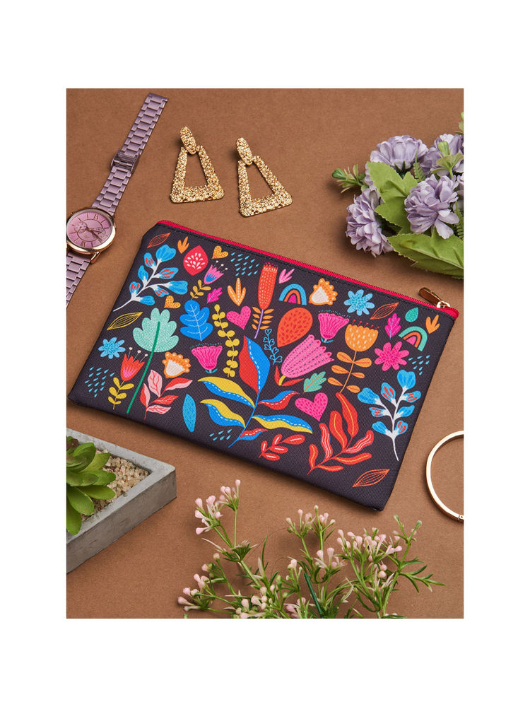 Doodle Collection Vibrant Buds Multifunctional Floral Cosmetic Pouch-image-17