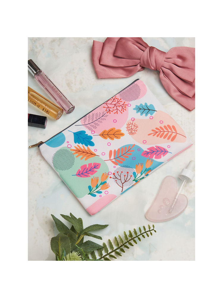 Doodle Collection Pastel Patch Multifunctional Floral Cosmetic Pouch-image-2