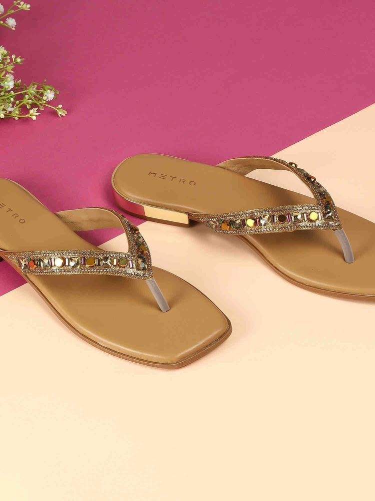 Metro Women Gold Flats-image-36