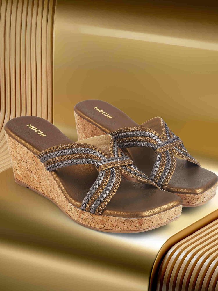 Mochi Women Brown Wedges Heels-image-40