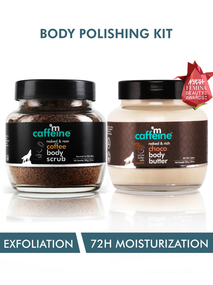 MCaffeine Body Polishing Kit - Exfoliation, Tan Removal & Moisturization - Coffee Body Scrub & Choco Body Butter