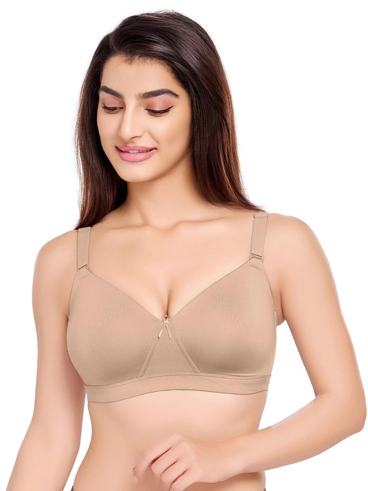 Juliet Womens Soft Foam Padded Full Coverage Polyamide Spandex Bra Beige-picture-23