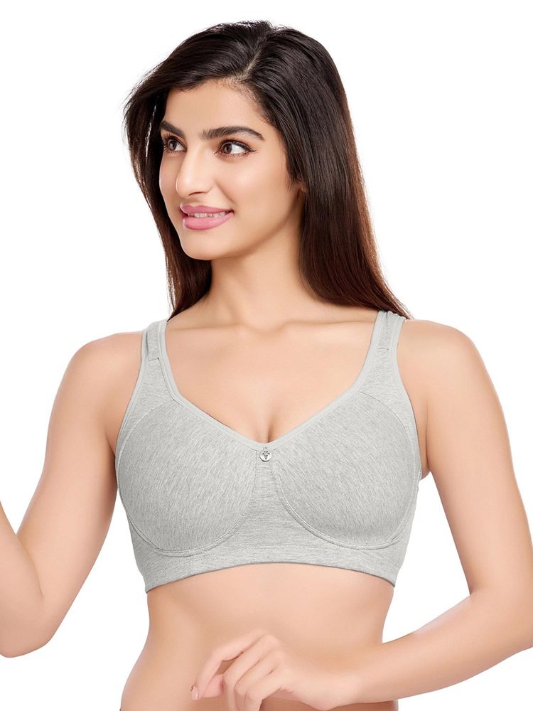 Juliet Womens Padded Full Coverage Cotton Lycra Broad Straps Bra Grey-picture-19
