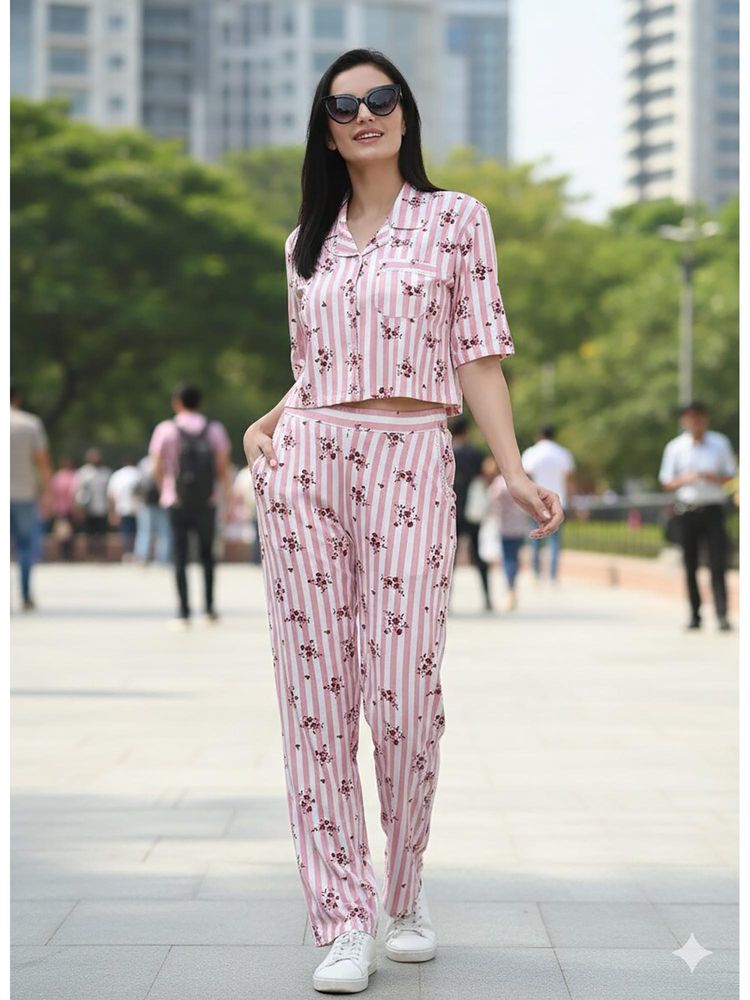 Kanvin Blush Bloom Cotton Modal Nightsuit-picture-25