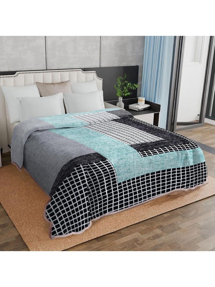 Threadwear Geometric 400TC Cotton Grey Flat Bedsheet With 2 Pillow Covers (Single)-image-39