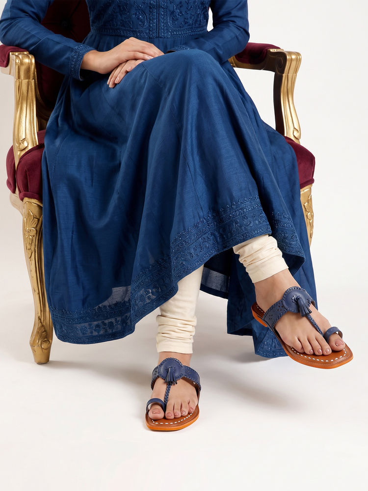 Chaal Chalan Blue Pu Square Toe Kolhapuris-picture-36