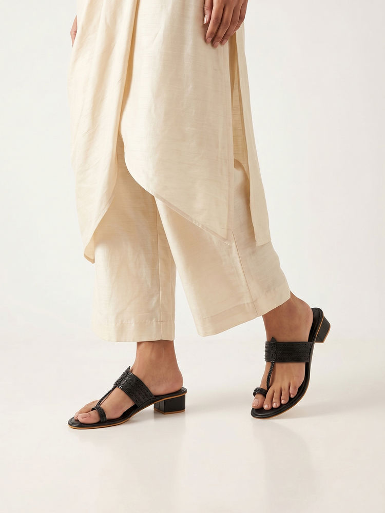 Chaal Chalan Black PU Almond Toe Kolhapuris-picture-19