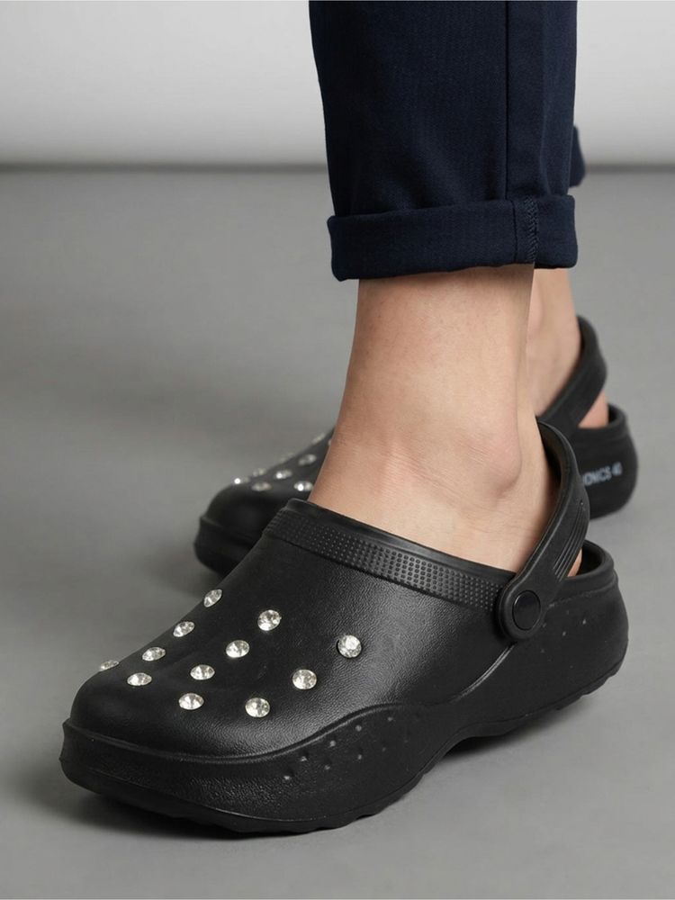 Iconics Women's Studded Rhinestone Comfort Clogs with Backless-picture-27