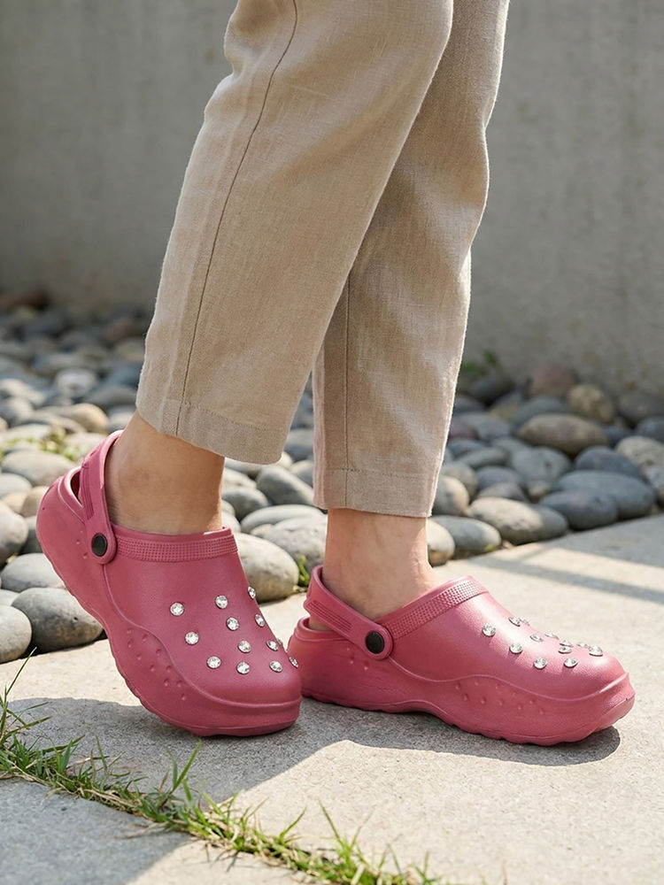 Iconics Women's Studded Rhinestone Comfort Clogs with Backless-picture-28