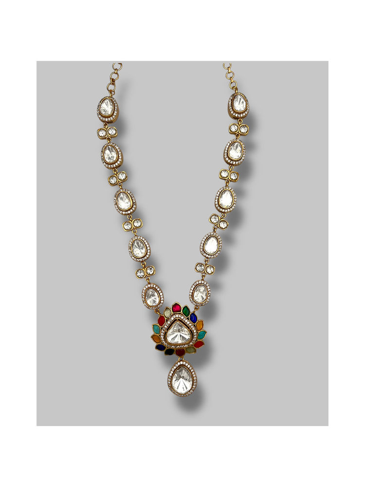 Beryachi Navratna Kamal Kundan Necklace Set-picture-15