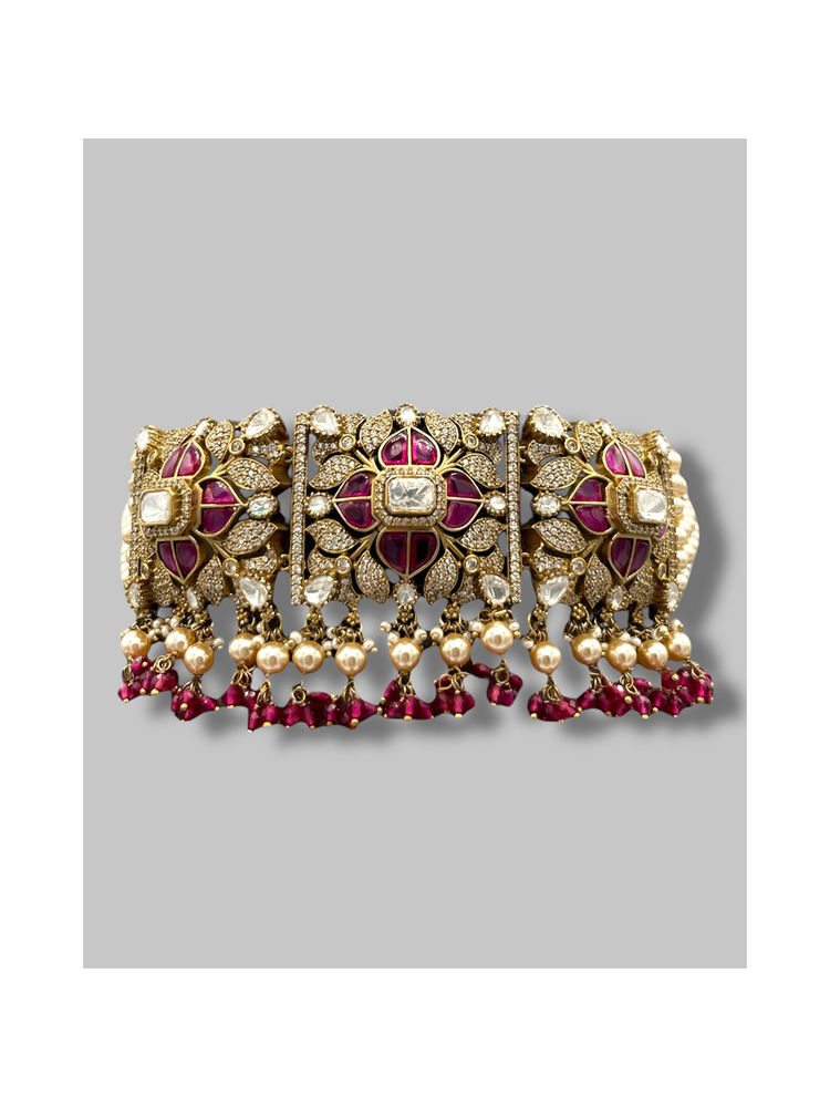 Beryachi Iyla Ruby Pearls Choker Set-image-11