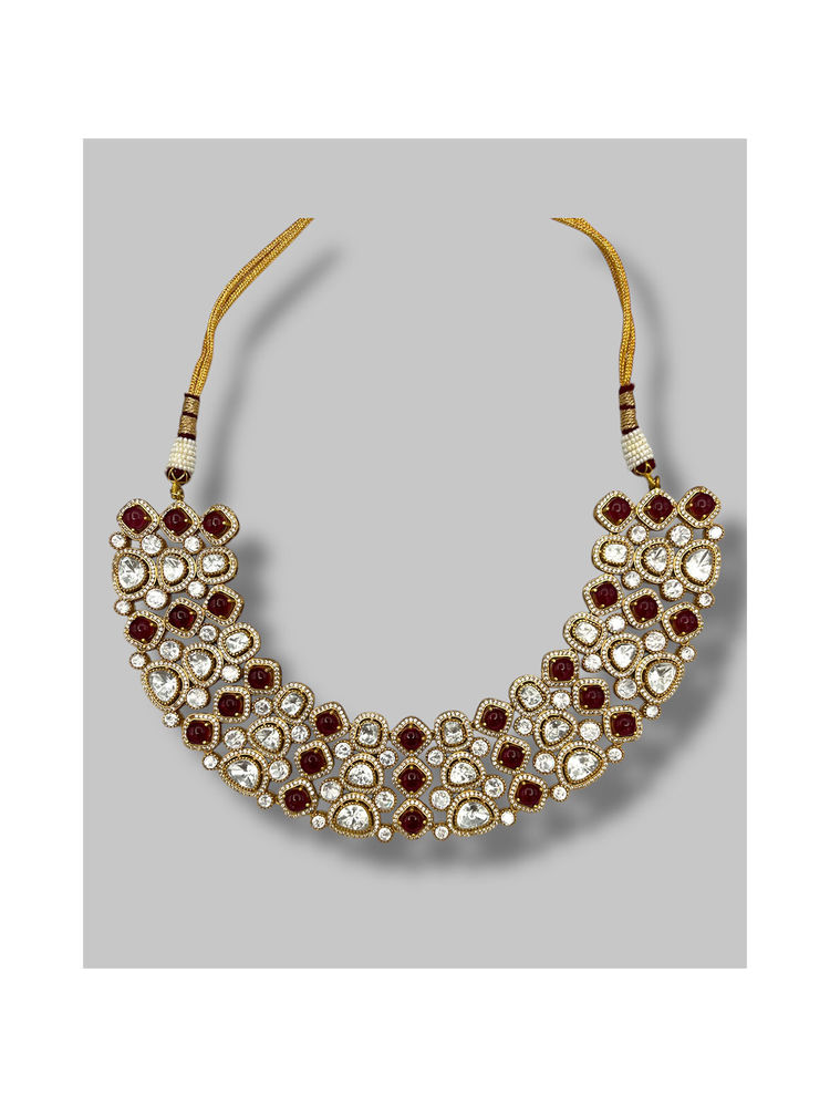 Beryachi Lina Ruby Kundan Necklace Set-picture-10