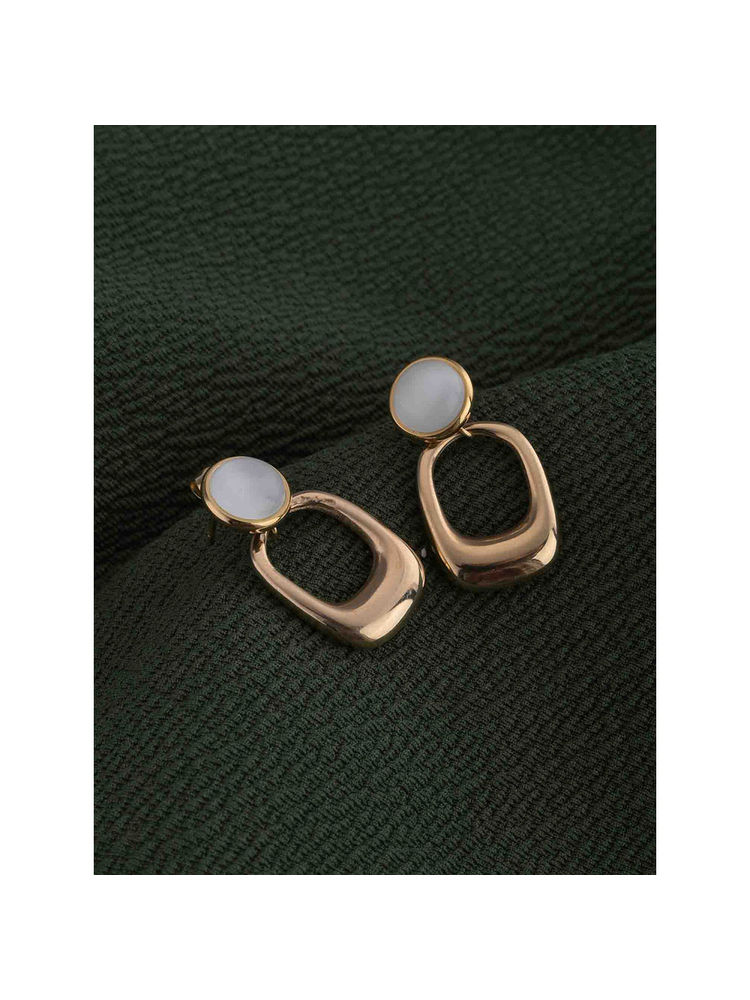 Palmonas 18K Gold Plated Classic White Stone Gold Drop Earrings For Womens-picture-32