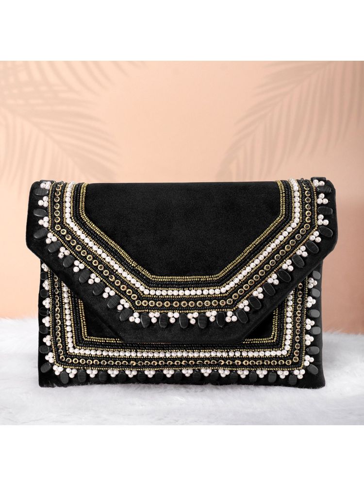 Peora Clutch Womens Purse Bridal Bag for Detachable Strap Evening Sling Bag - Black-C58Bl-image-26