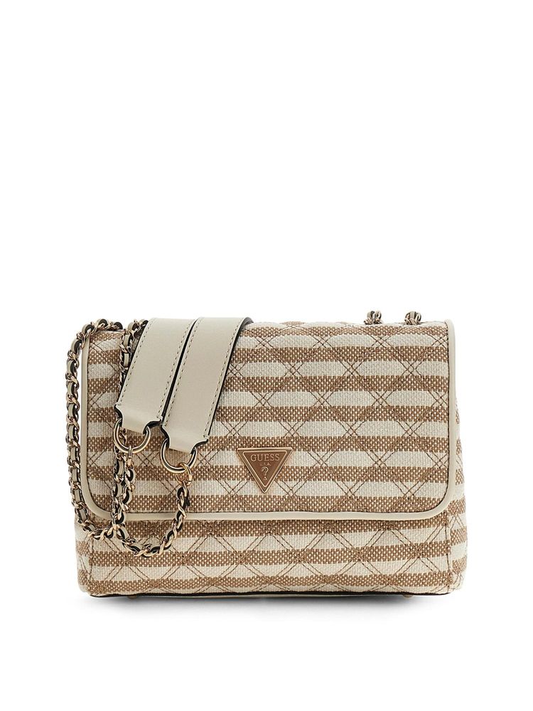 Guess Taupe Stripes Polyester Giully Sling Bag-image-31