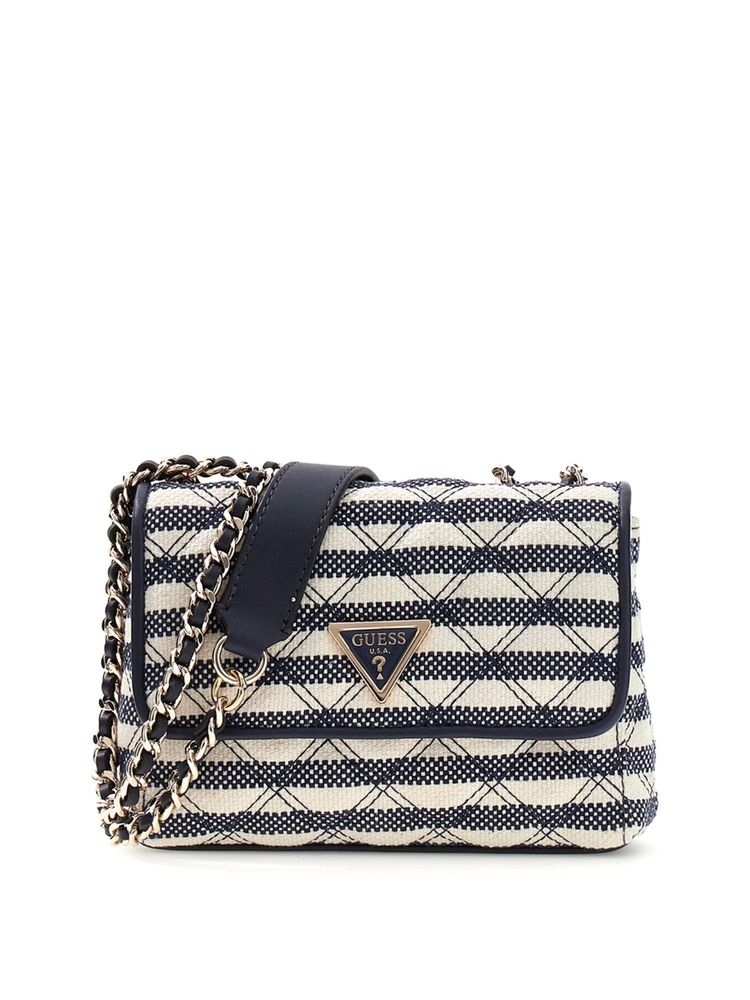 guess fashion Guess Navy Blue Stripes Polyester Giully Sling Bag-picture-22