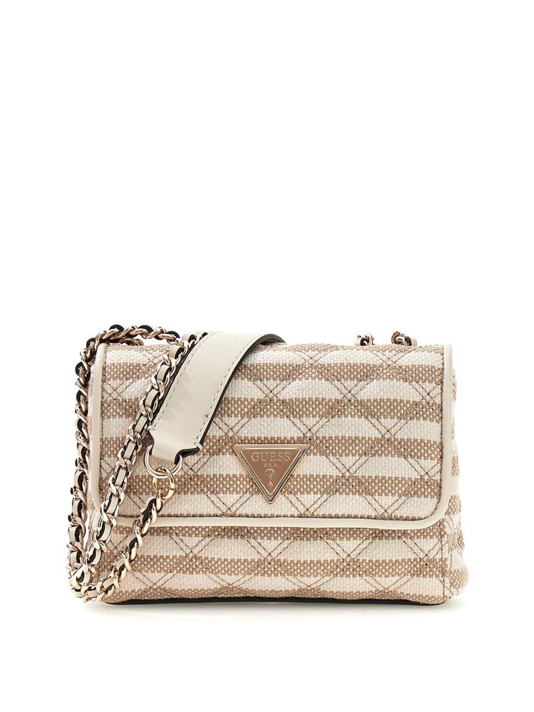 Guess Taupe Stripes Polyester Giully Sling Bag-image-26