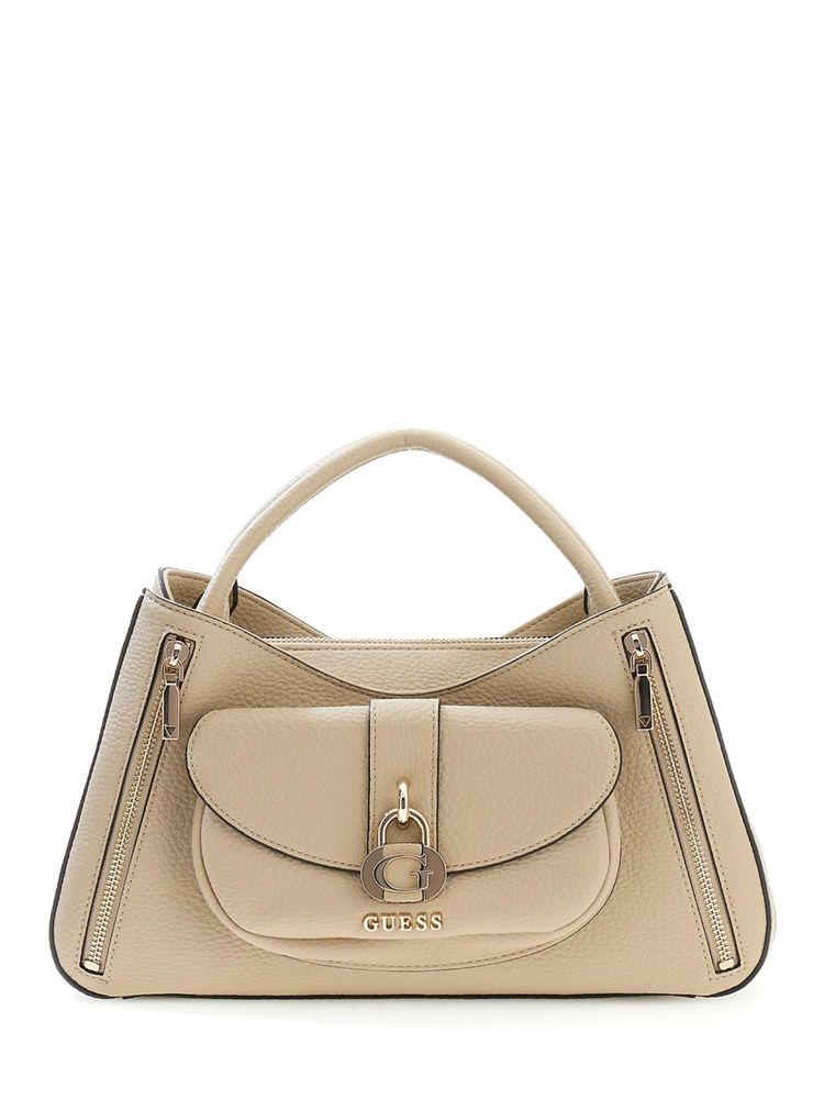 guess fashion Guess Taupe Solid Pu Jessa Girlfriend Satchel Bag With Detachable Strap-picture-22