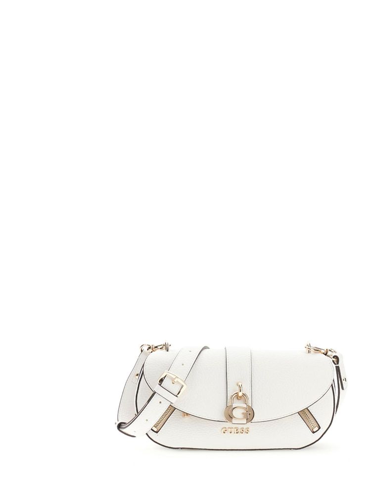 Guess White Solid Pu Jessa Flap Sling Bag-image-20