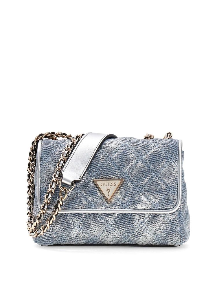 guess fashion Guess Metallic Denim Solid Cotton Giully Sling Bag-picture-14