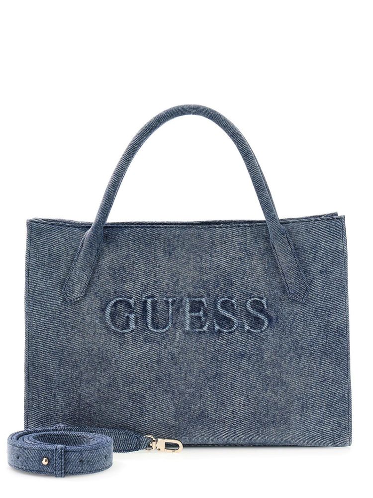 guess fashion Guess Denim Solid Cotton Jodi Tote Bag With Detachable Strap-picture-12