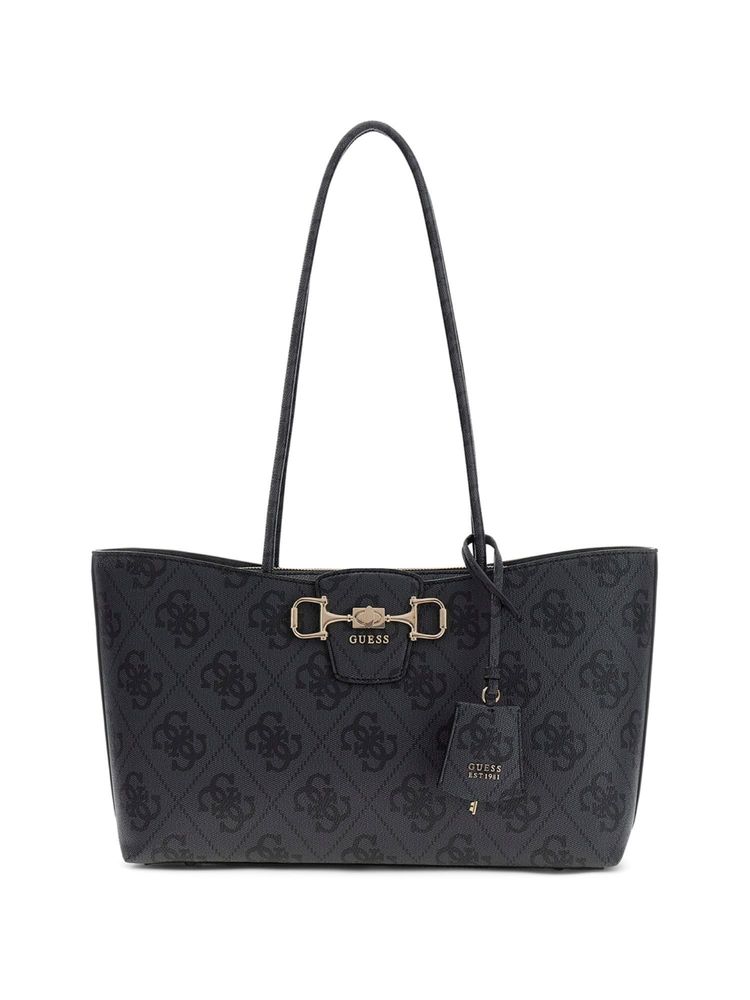 guess fashion Guess Charcoal Printed Pu Janie Logo Girlfriend Carryall Tote Bag-picture-15