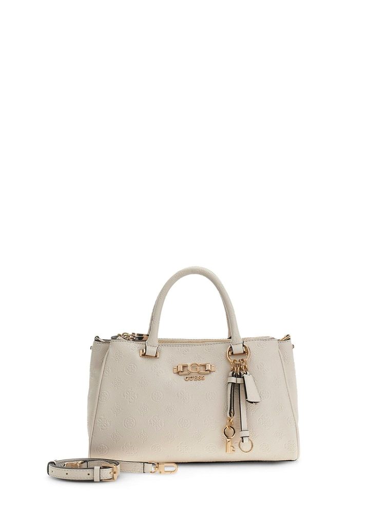 guess fashion Guess Stone Logo Textured Pu Anise Triple Comp Satchel Bag With Detachable Strap-picture-31