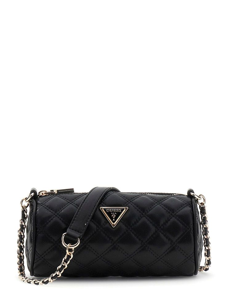 Guess Black Quilted Pu Giully Mini Barrel Duffel Bag-image-44