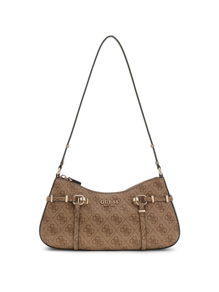 Guess Latte Printed Pu Leona Logo Handbag-image-7