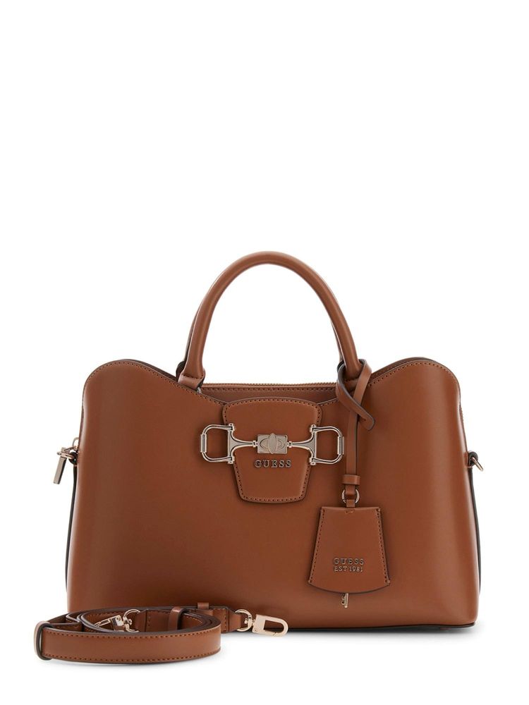 guess fashion Guess Cognac Solid Pu Janie Girlfriend Satchel Bag With Detachable Strap-picture-12