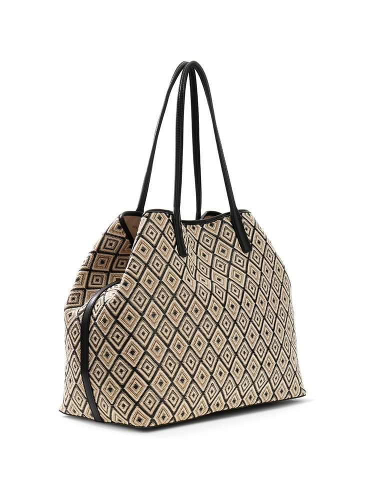 guess fashion Guess Black Self Design Cotton Sophia 2 in 1 Tote Bag With Pouch-picture-18