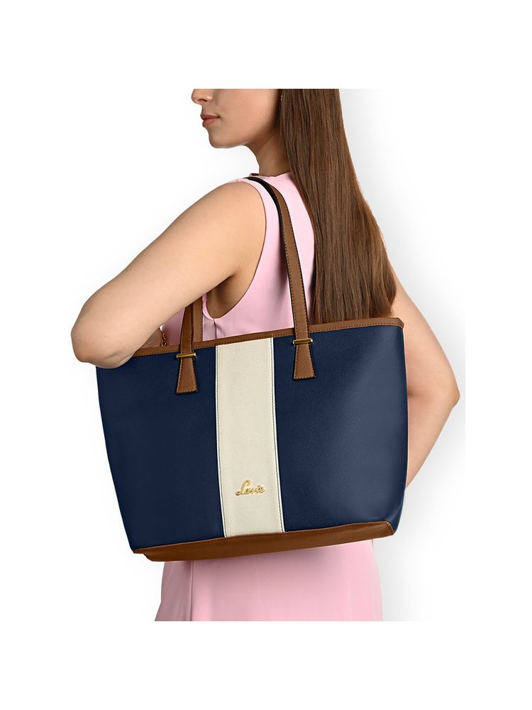 Lavie Womens Avery Colorblock Tote Bag - Navy Blue (L)-image-10