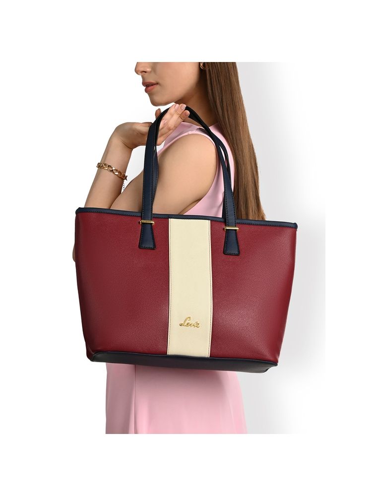 Lavie Womens Avery Colorblock Tote Bag - Red (L)-image-37