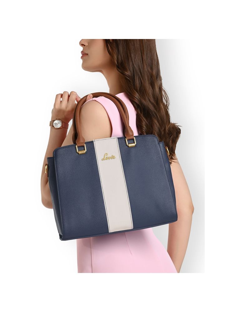 Lavie Womens Willow Colorblock Medium Satchel Bag With Detachable Strap - Navy Blue (M)-picture-10