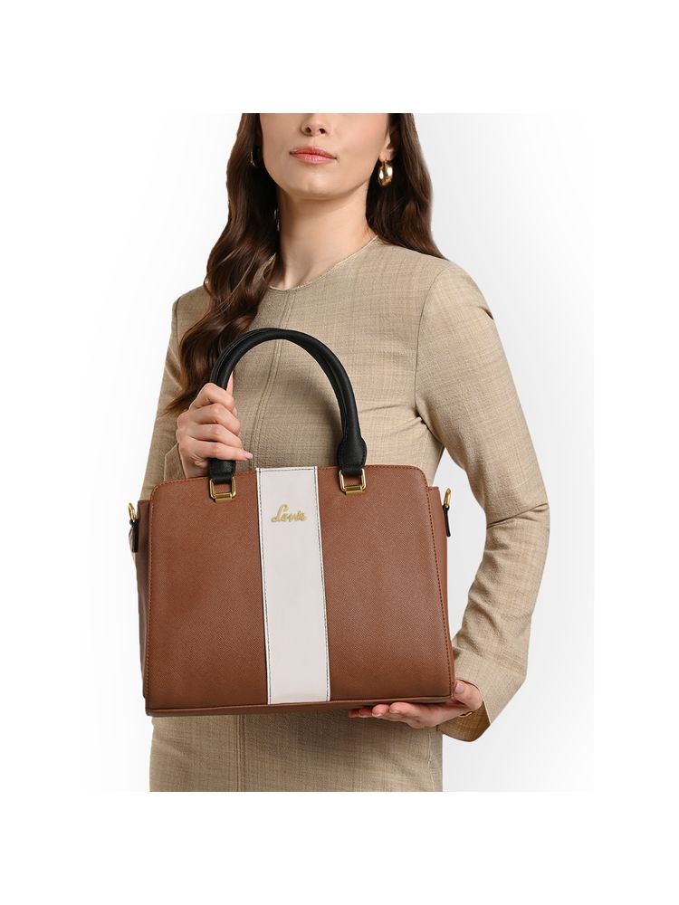 Lavie Womens Willow Colorblock Medium Satchel Bag With Detachable Strap - Tan (M)-picture-21
