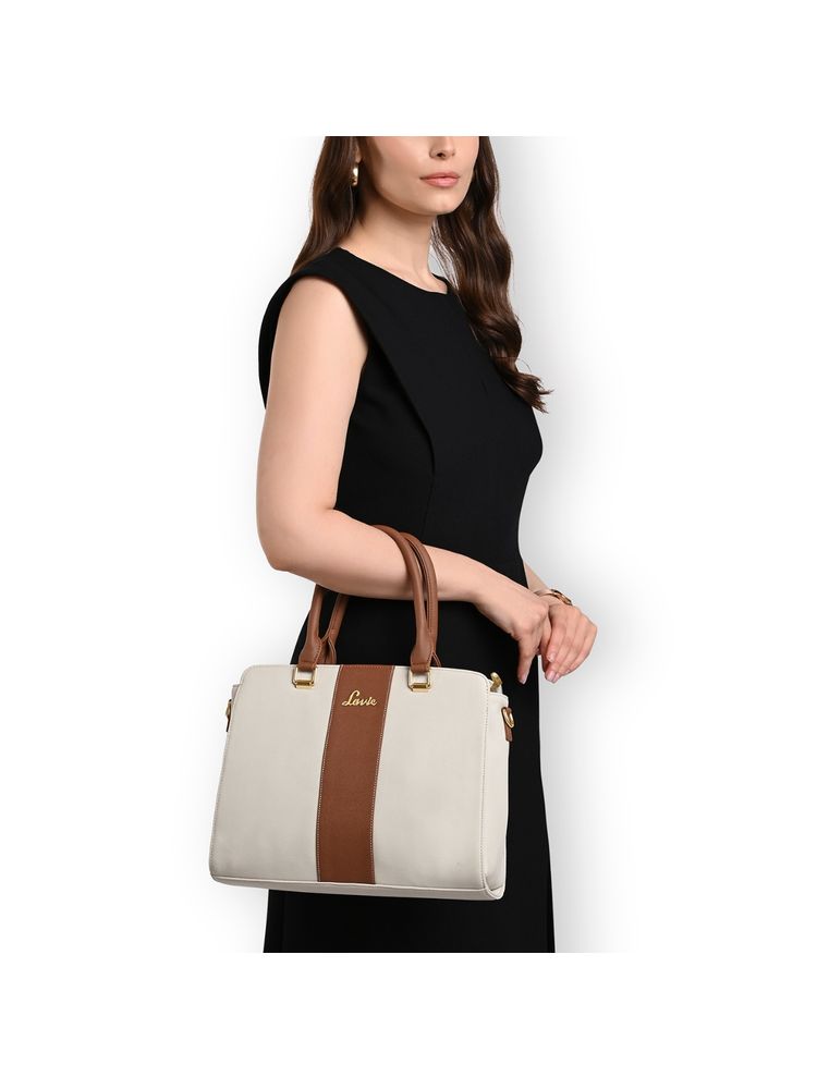 Lavie Womens Willow Colorblock Medium Satchel Bag With Detachable Strap - Off White (M)-image-1