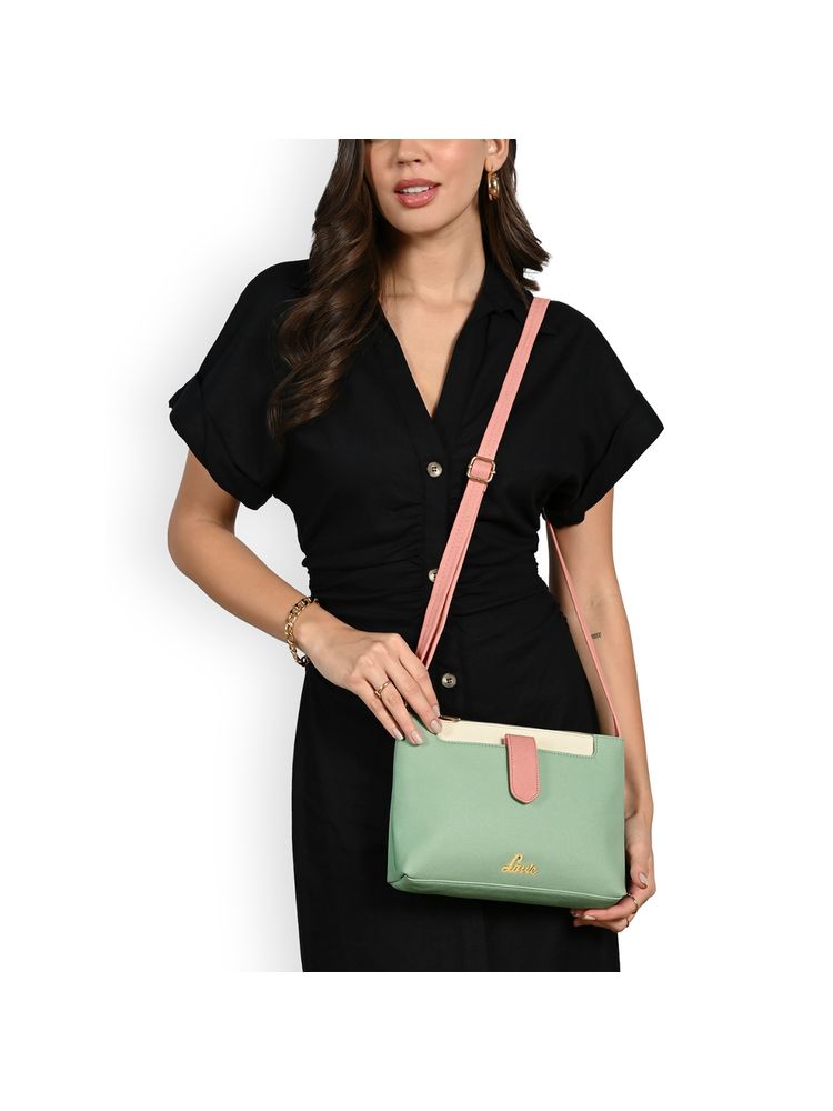 Lavie Womens Colorblock Keiko Top Zip Sling Bag - Mint (L)-image-10