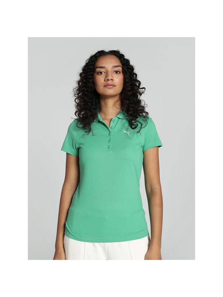 Puma Essentials Polo Womens Green T-Shirt-image-1