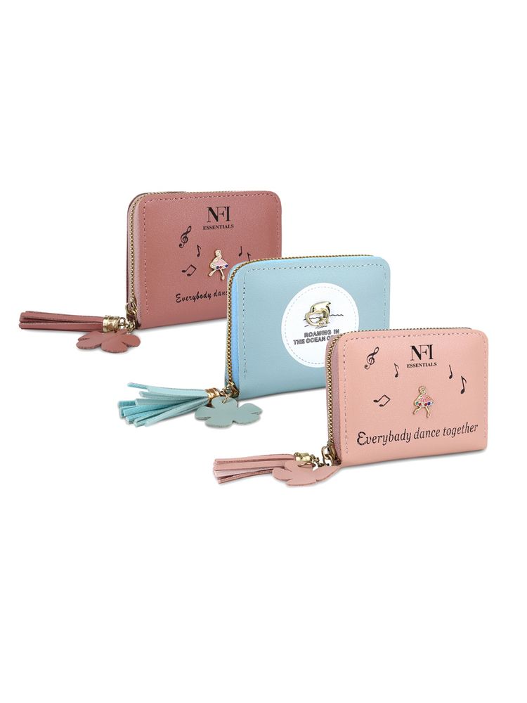 NFI Essentials Fashion PU Leather Women's Mini Wallet Clutch Purse Card Holder (Pack of 3)-picture-25