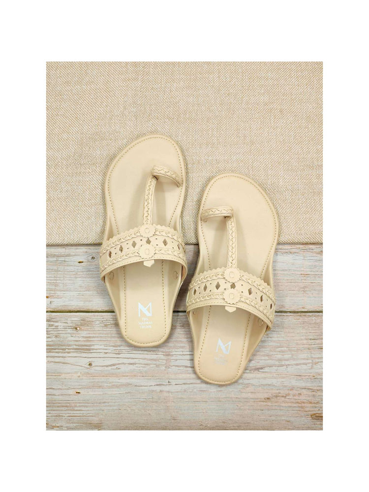 The Madras Trunk Women Haiku Festive Flat Kolhapuri Beige-picture-11