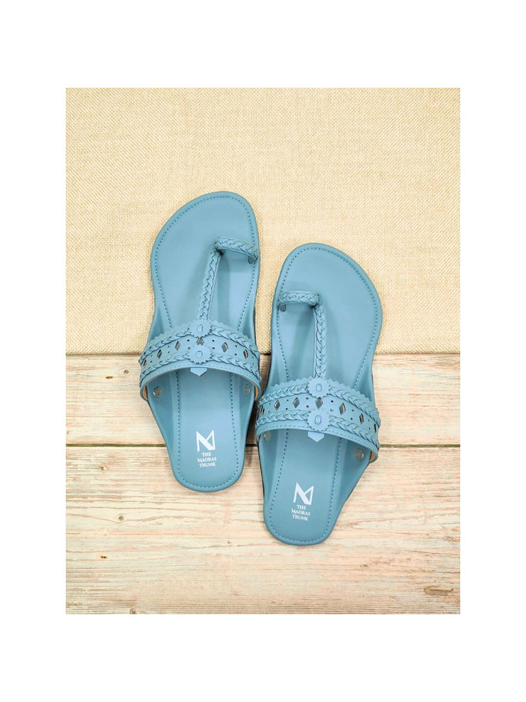 The Madras Trunk Women Haiku Festive Flat Kolhapuri Light Blue-picture-29