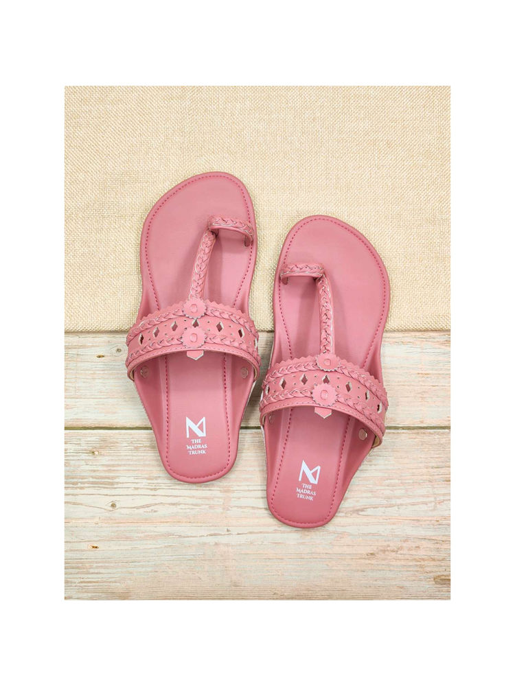 The Madras Trunk Women Haiku Festive Flat Kolhapuri Light Pink-image-26
