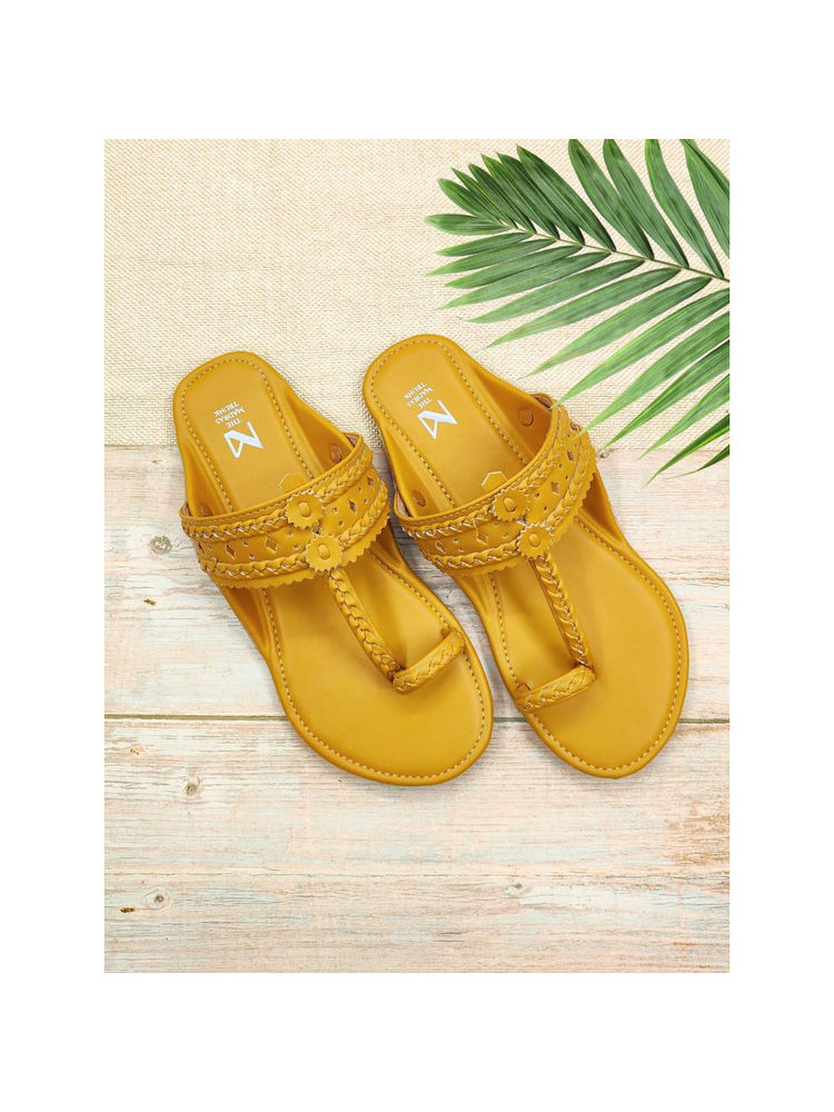 The Madras Trunk Women Haiku Festive Flat Kolhapuri Mustard-picture-22