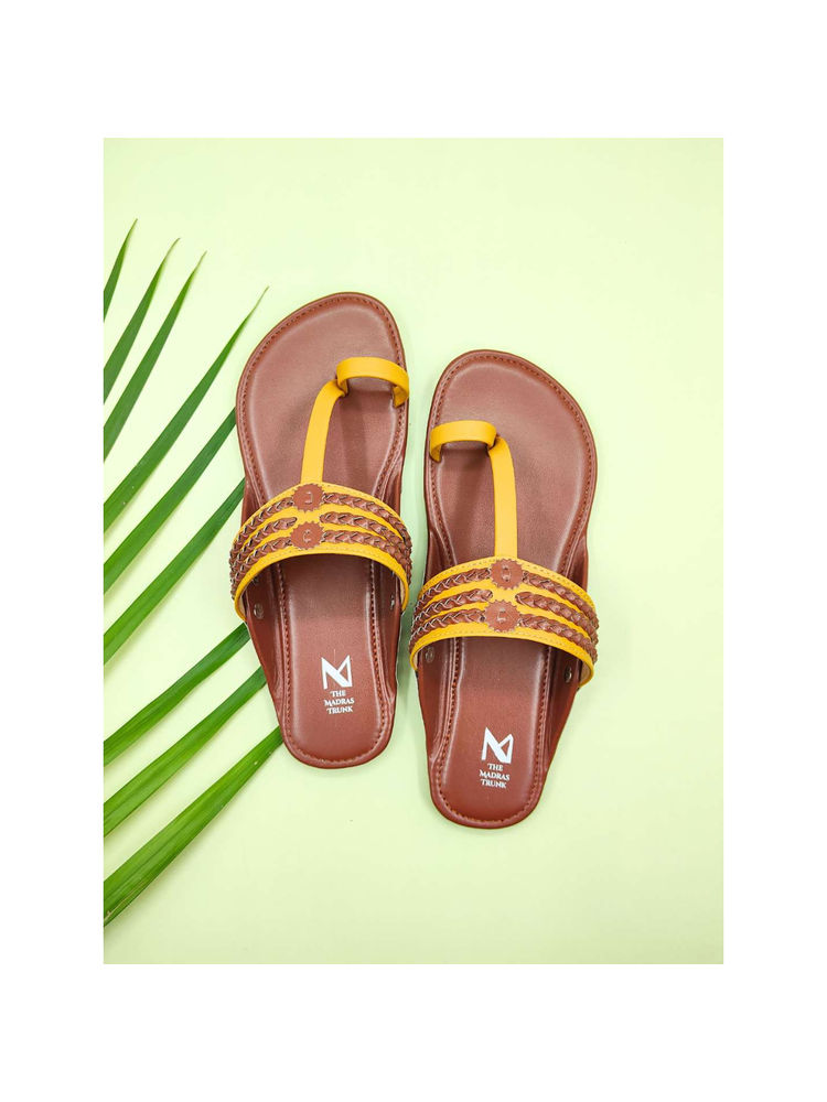 The Madras Trunk Women Haiku Festive Flat Kolhapuri Yellow-image-24